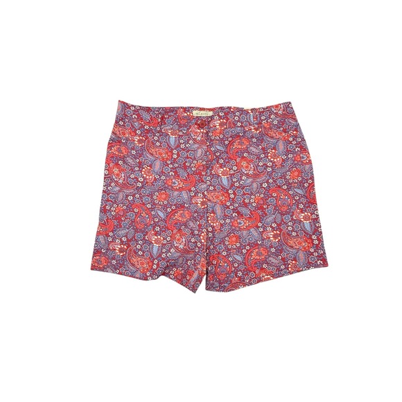 Talbots Pants - Talbots Shorts Women 16 Red Paisley Floral Weekend Twill Cotton Stretch 7 Inch